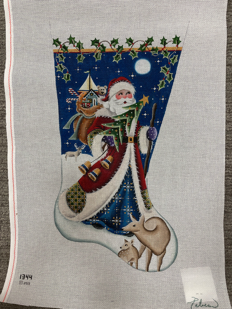 * Rebecca Wood 1344 Woodland Christmas Stocking- right facing 13 mesh