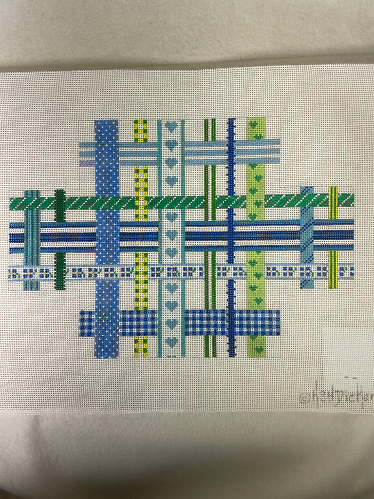 * Kate Dickerson BR01 Brick- Woven Ribbons- Blues and Greens