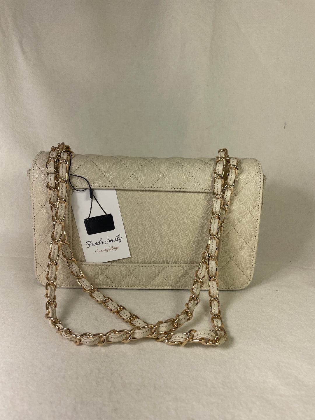 Funda Scully- The Efsun Luxury Leather Purse- Cream with Gold Hardware