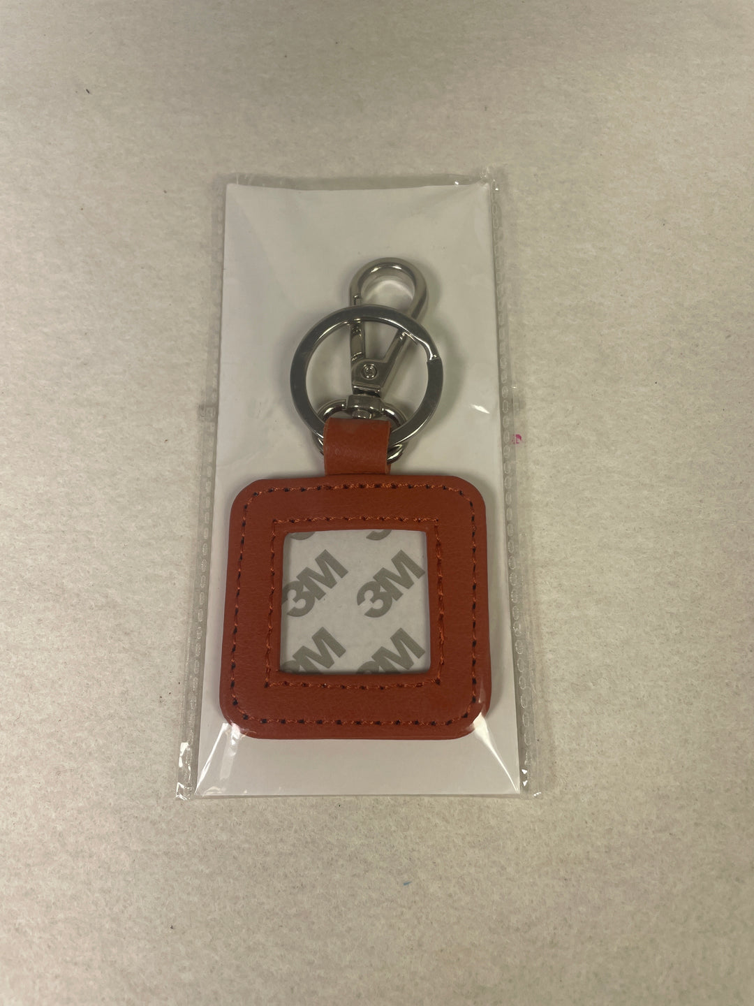 * Blue Waters Needlepoint Leather Key Fob- Orange with Silver Hardware