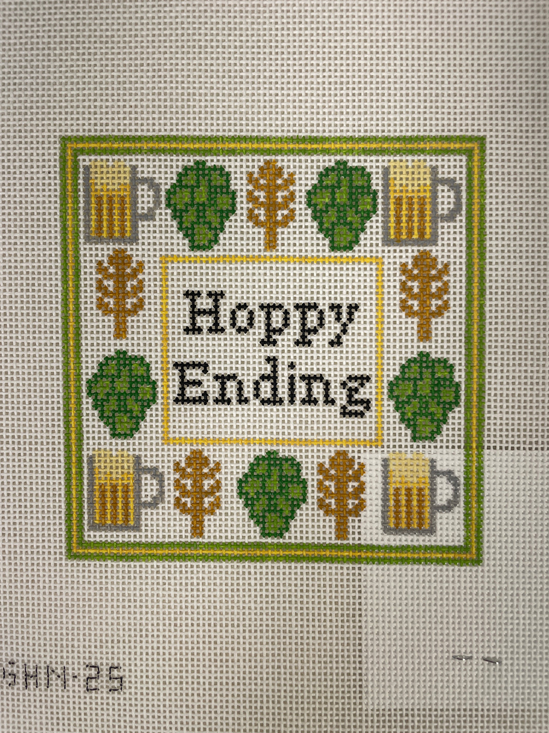 Mopsey Designs/ Green Heart Needlepoint 25 Hoppy Ending Coaster