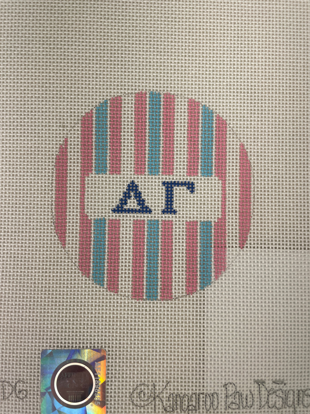 Kangaroo Paw Designs 3R2 Delta Gamma - 3inch Round with Stripes