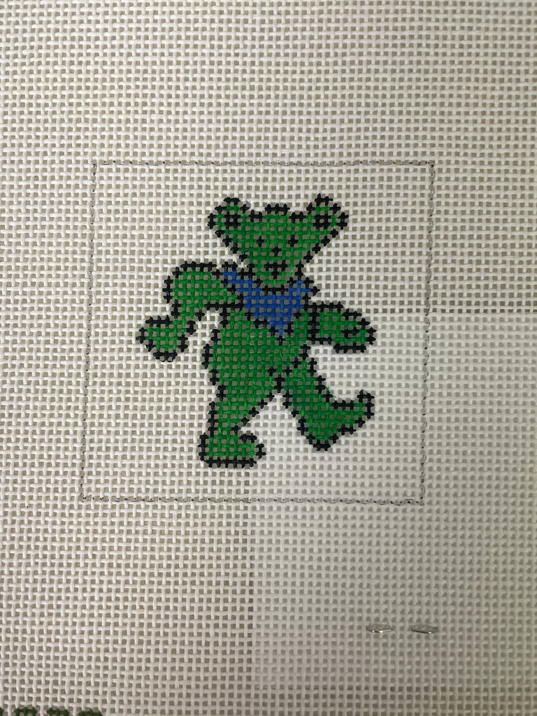 *Elm Tree Needlepoint Designs KZ020 Grateful Dead Bear Koozie- Green