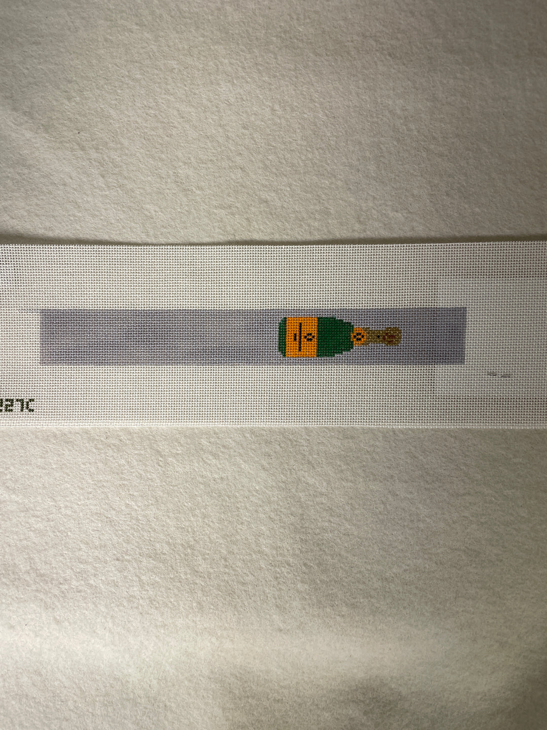 *Elm Tree Needlepoint Designs KC227C Champagne Bottle Key Chain- Grey Loop