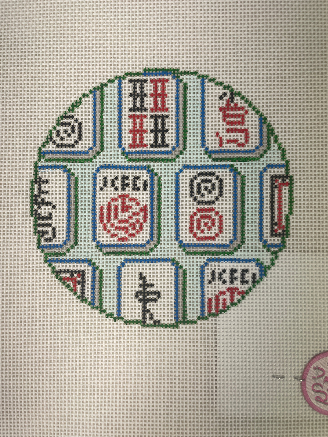 The Painted Stitch 511 Mahjong Tiles Round- Jewel