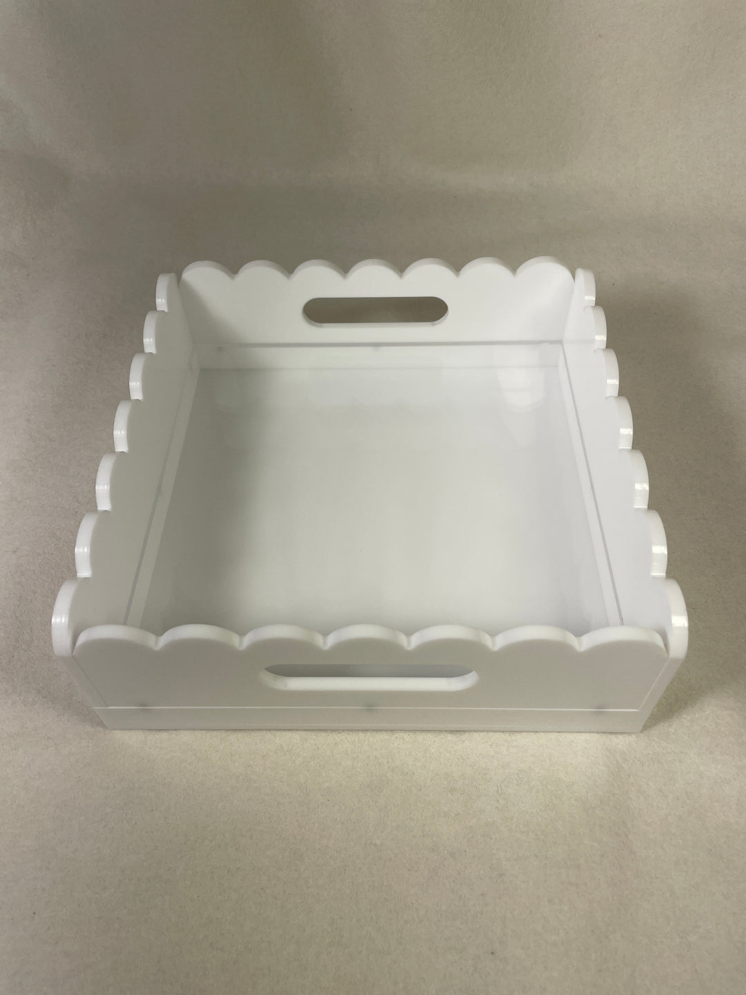 Penny Linn Designs Scallop Acrylic Trays-  8x8 Square - WHITE