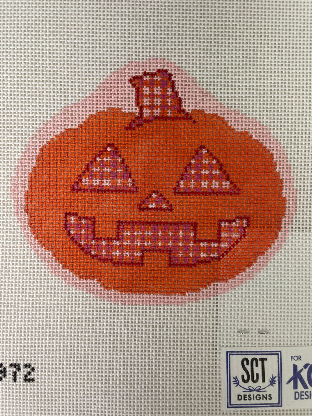 * SCT - KCD1972 Plaid Pumpkin Ornament- pink
