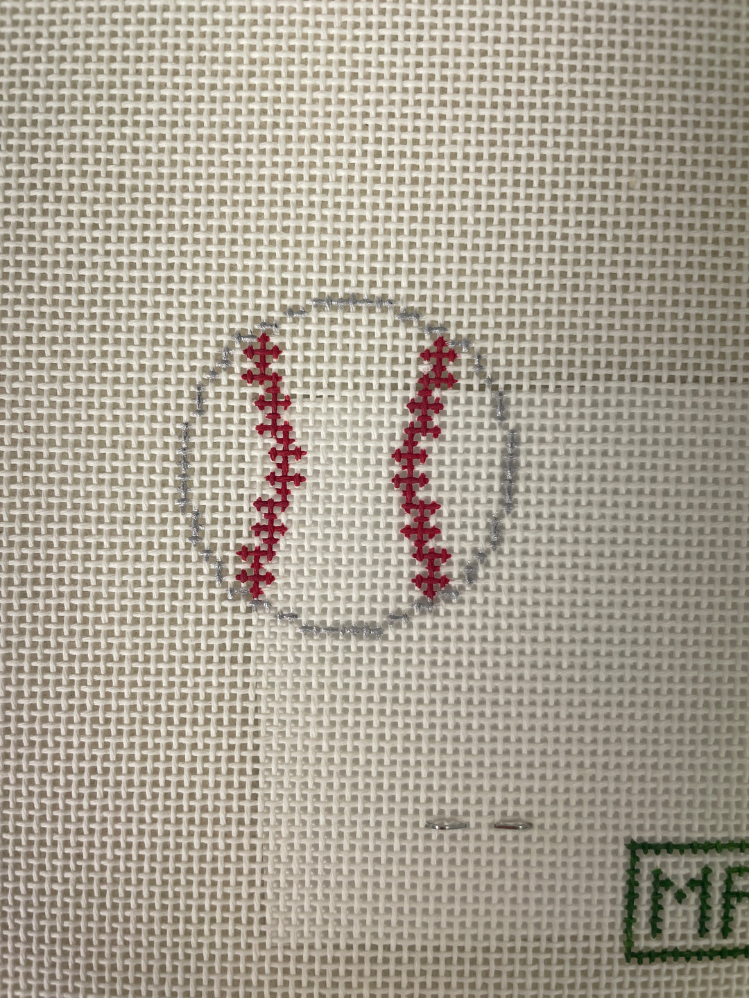 MF Needlepoint Baseball Mini Bag Charm