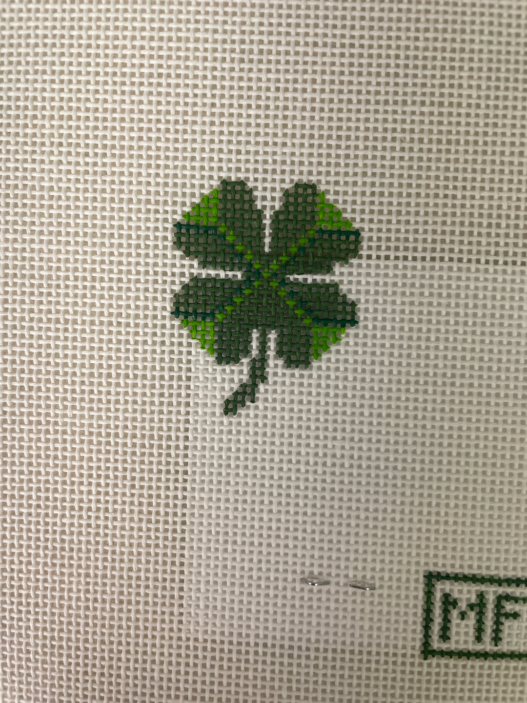 MF Needlepoint Clover Mini Bag Charm
