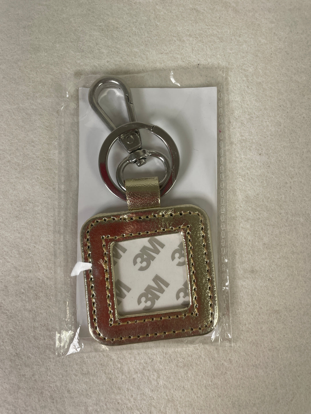 * Blue Waters Needlepoint Leather Key Fob- Metallic with Silver Hardware