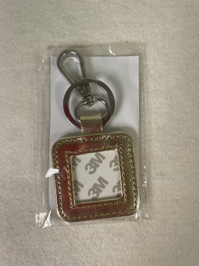 * Blue Waters Needlepoint Leather Key Fob- Metallic with Silver Hardware