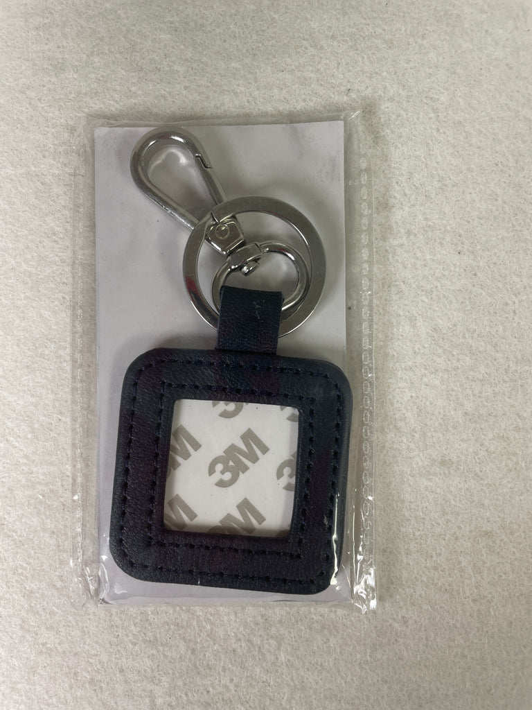 * Blue Waters Needlepoint Leather Key Fob-  Navy with Silver Hardware