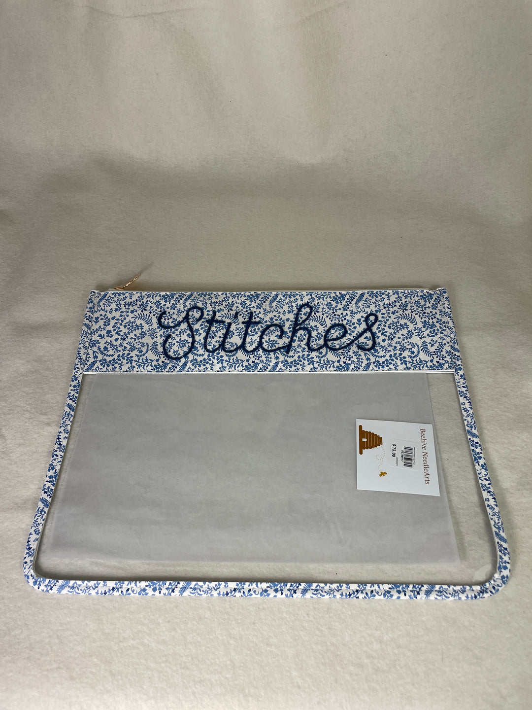 Penny Linn Designs Large Printed Stitches Clear Zip Pouch- Paisley
