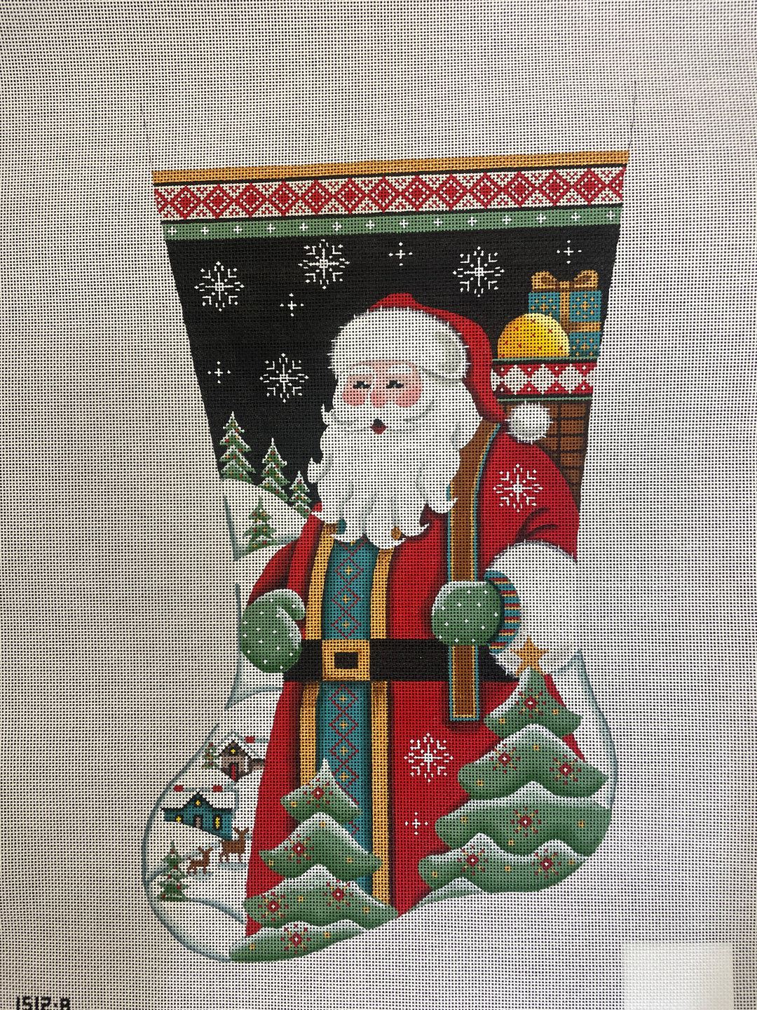 * Rebecca Wood 1512A Night Santa Stocking- Left Facing- 13m