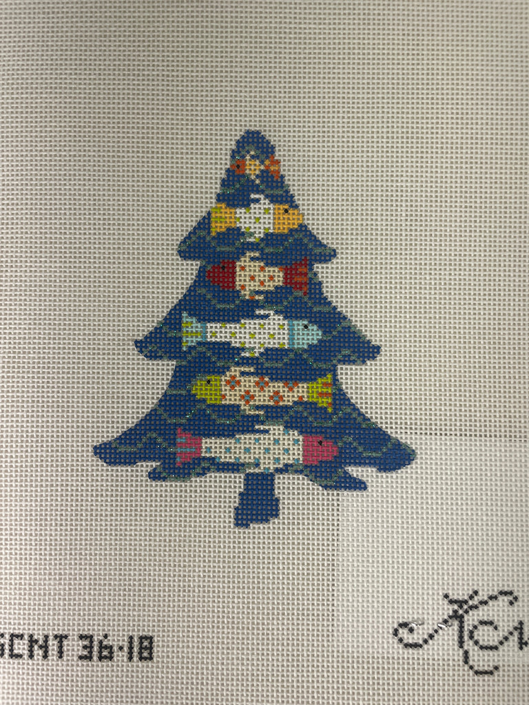 * Kelly Clark Needlepoint KCNT36 Funky Fish Tree