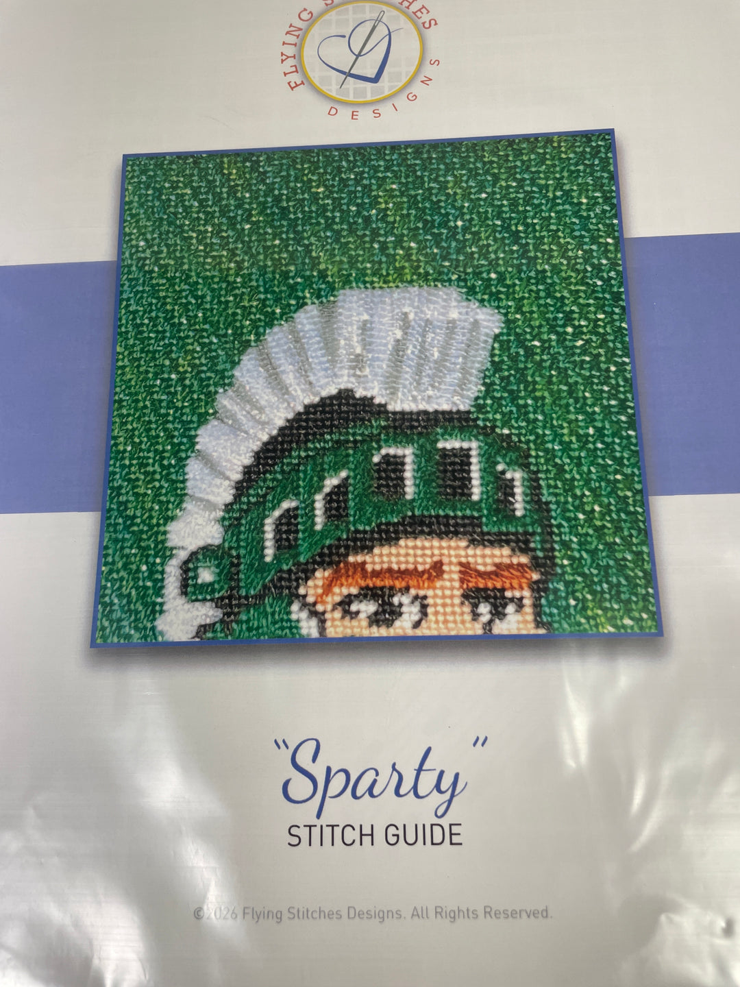 Flying Stitches Designs MP109 Spartan / Michigan State Coaster with Stitch Guide