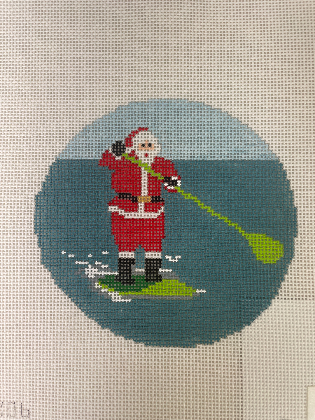 Ann Kaye AK06 Sporty Santa Ornament- Paddleboarding