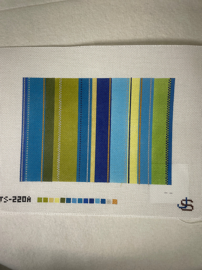 * Jeni Sandberg JS220A Tufted Stripe Clutch Canvas- Blue and Green 13m