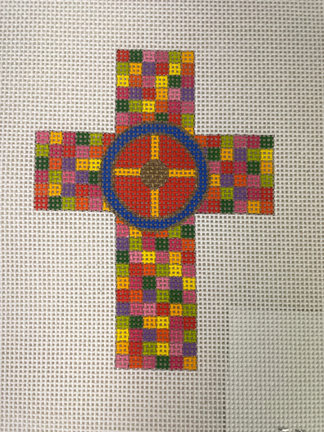 * Ann Wheat Pace 106D Round Stained Glass Cross