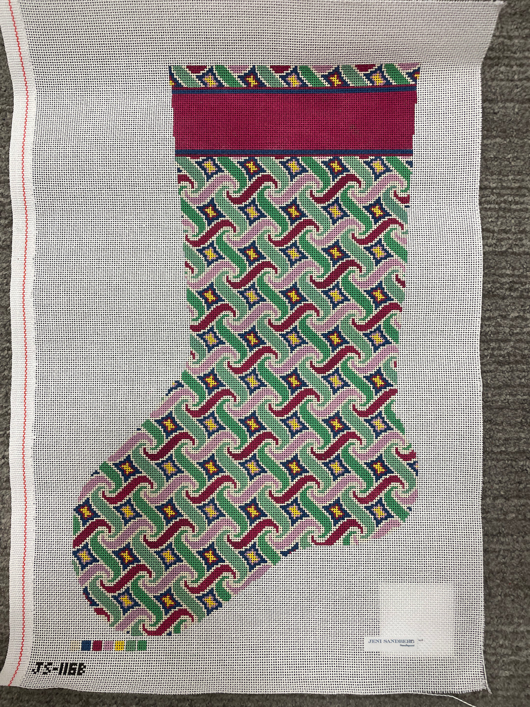*SALE Jeni Sandberg JS1116B  Swirl Christmas Stocking- Purple and Green