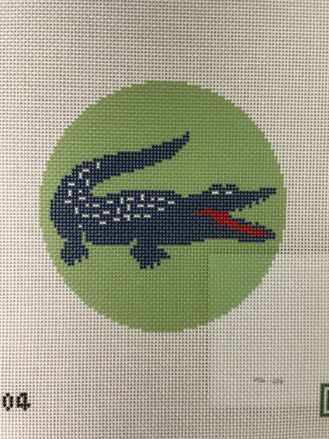 MF Needlepoint Blue Alligator Round