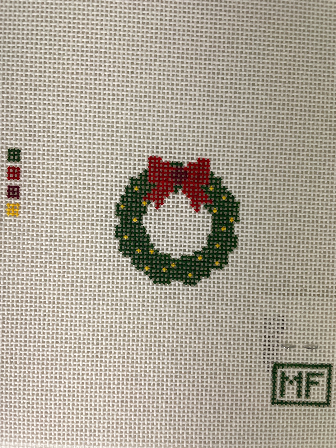 MF Needlepoint Wreath Mini Bag Charm