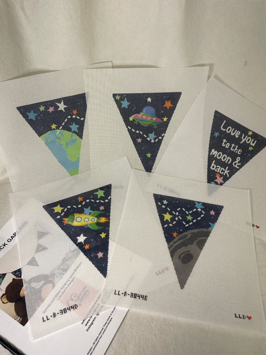 Laura Love Designs Moon and Back Garland with Stitch Guide