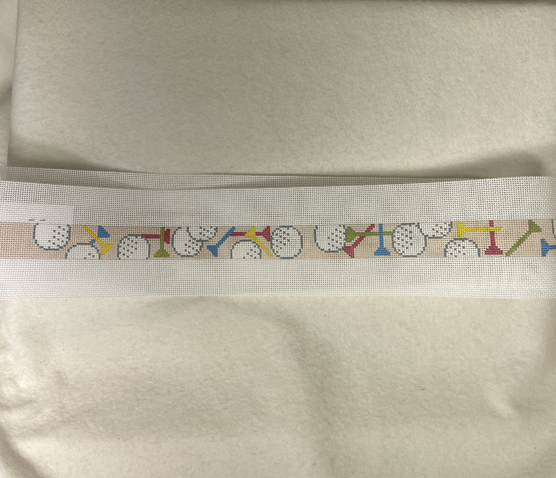 *Elm Tree Needlepoint Designs B498B Golf Balls and Tee's on 16ct Belt- Bright Colors