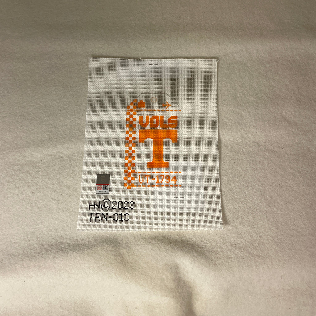 * Hedgehog Needlepoint University of Tennessee Travel Tag
