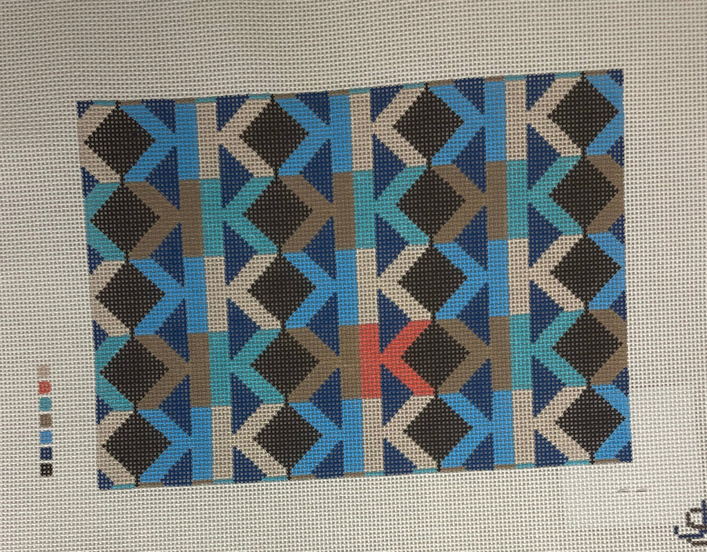 * Jeni Sandberg 'K' Letter Clutch- Brown and Blue  JS4KA