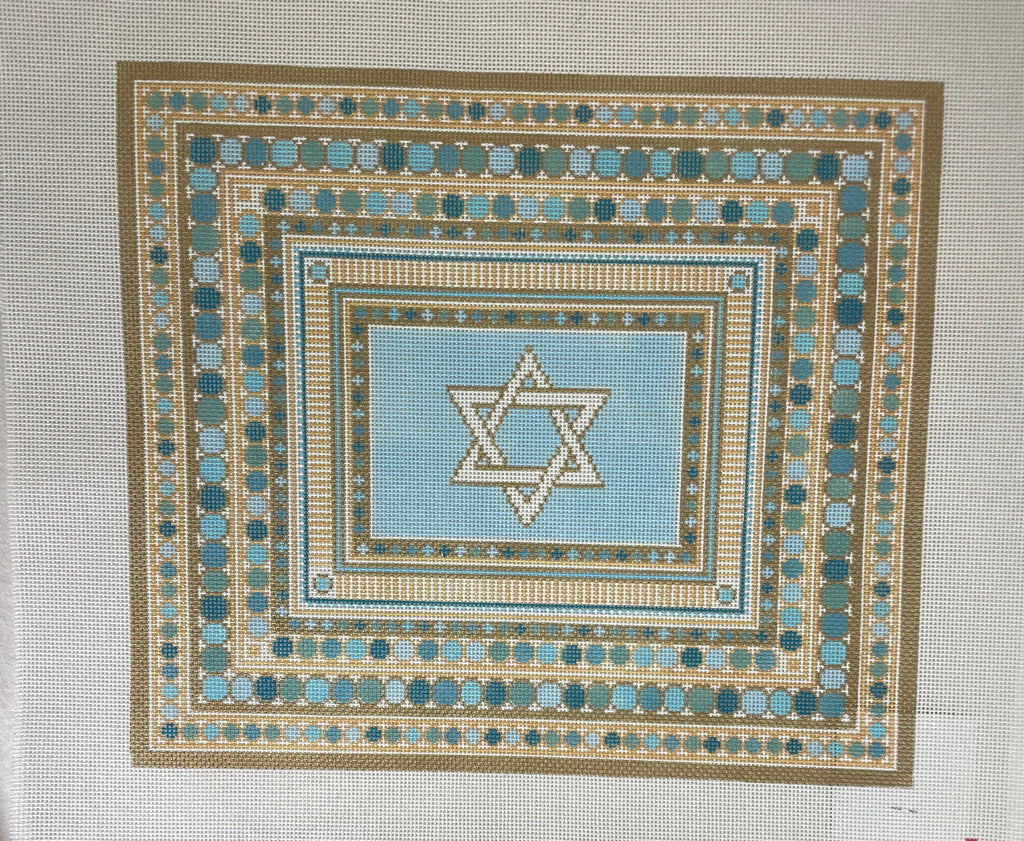 * Rachel Barri China Pattern XL with Star of David / Gold and Turquoise