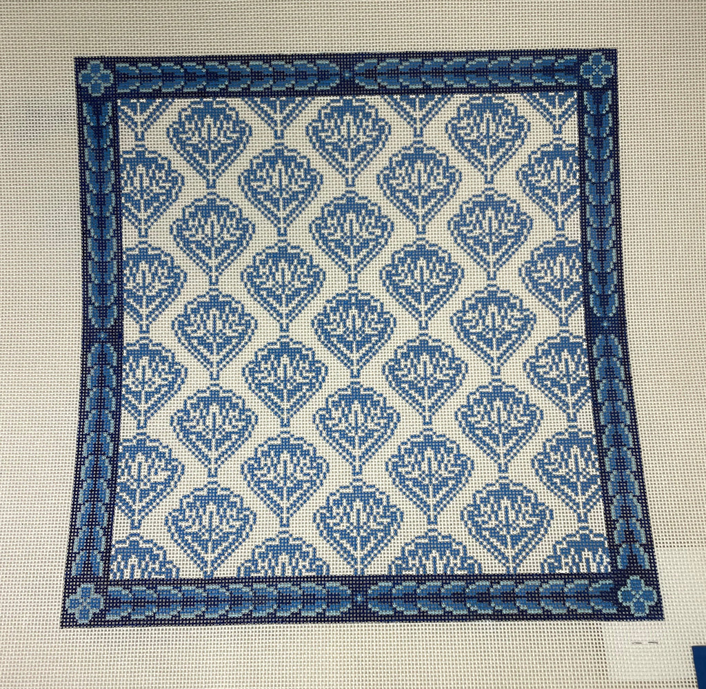 * Anne Fisher Needlepoint AF76 Blue Medallion Floral Pillow