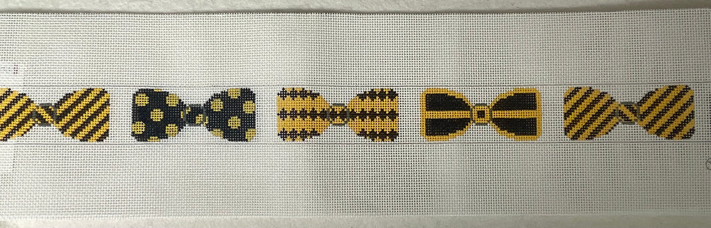 * CBK Needlepoint 335a Bow Ties Black and Gold Belt