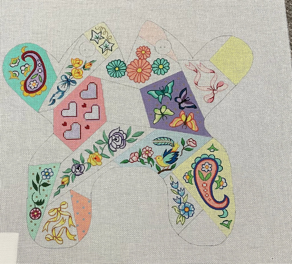 * SALE / CBK Needlepoint M136 Pastel Crazy Patch Frog