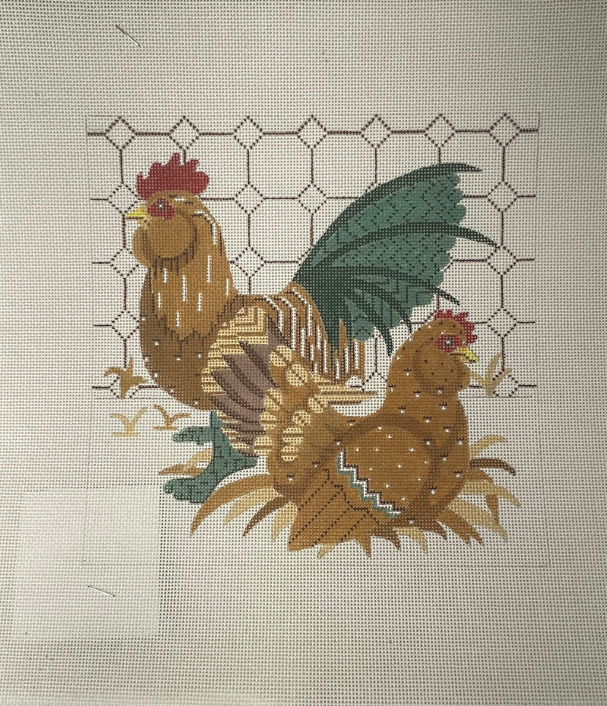 *SALE CBK Needlepoint MN2024 Brown Chickens