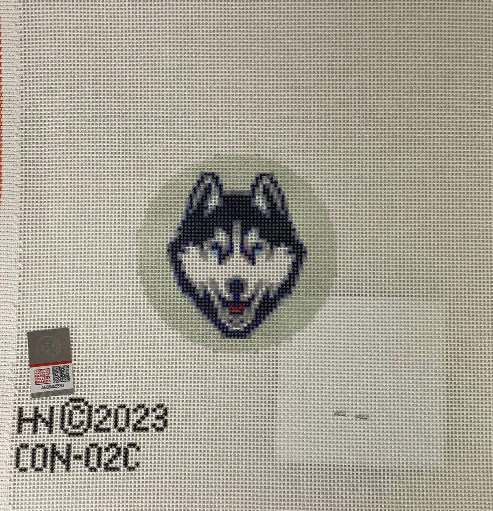 * Hedgehog Needlepoint UCONN Round- University of Connecticut Collegiate Series