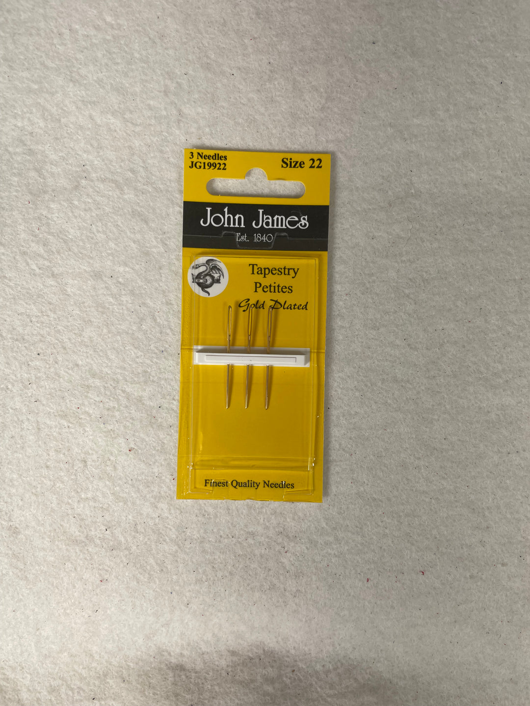 * John James Tapestry Petites Gold Plated Needles- Size 22