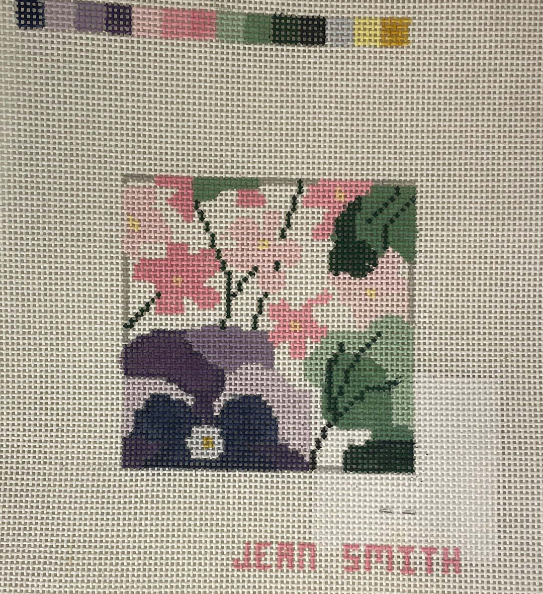 Jean Smith Design 139A Pansy Garden Coaster #1