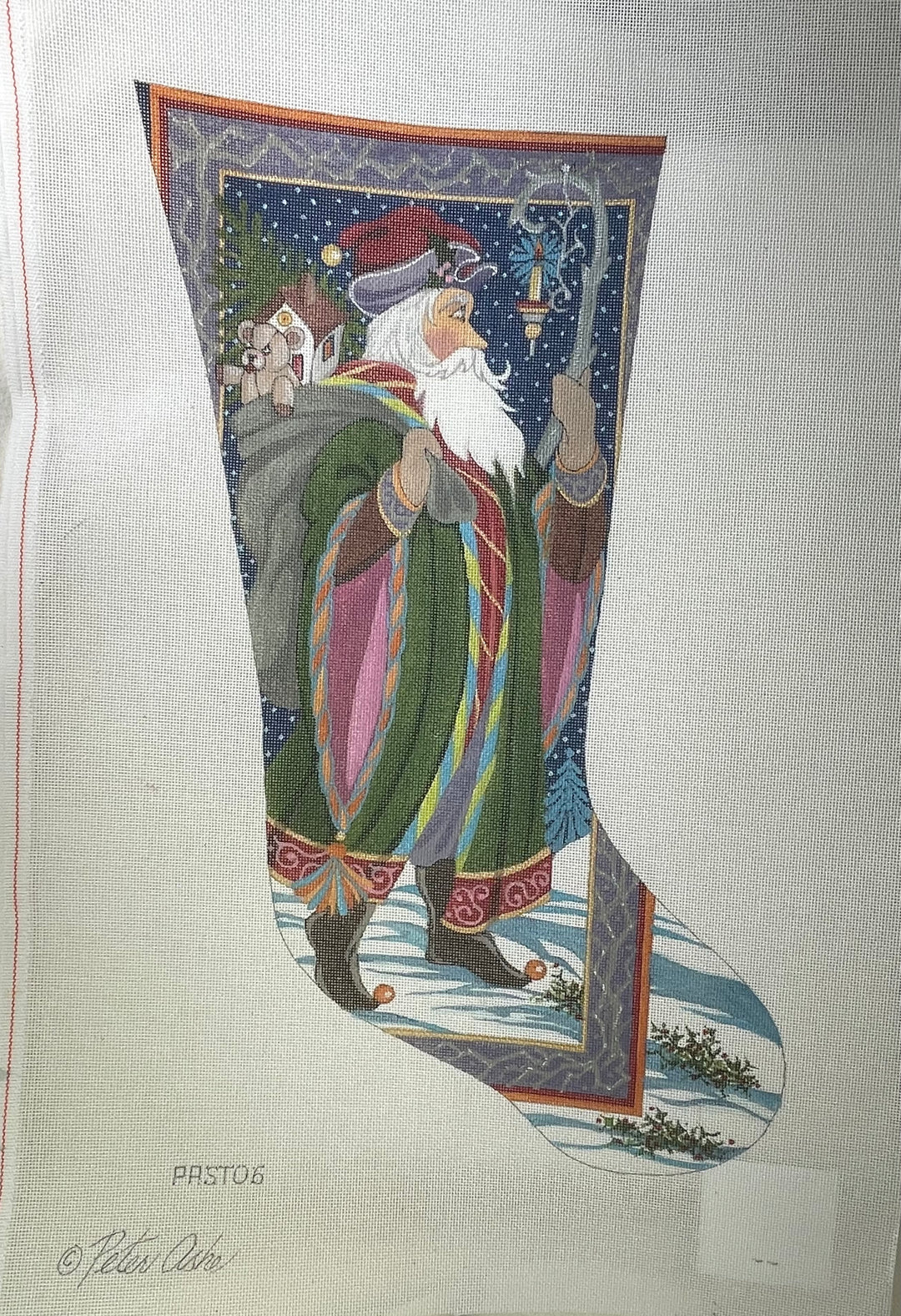 * Peter Ashe / Twisted Stitches Past06 St. Nick and Candle Staff Stocking