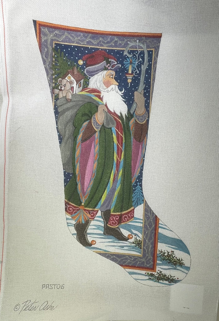 * Peter Ashe / Twisted Stitches Past06 St. Nick and Candle Staff Stocking