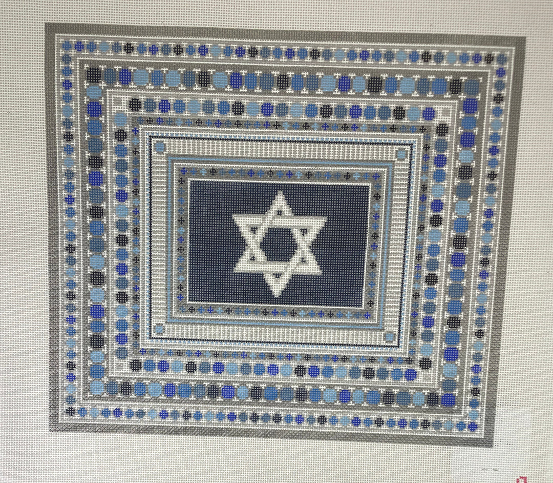* Rachel Barri China Pattern XL with Star of David / Silver and Blues