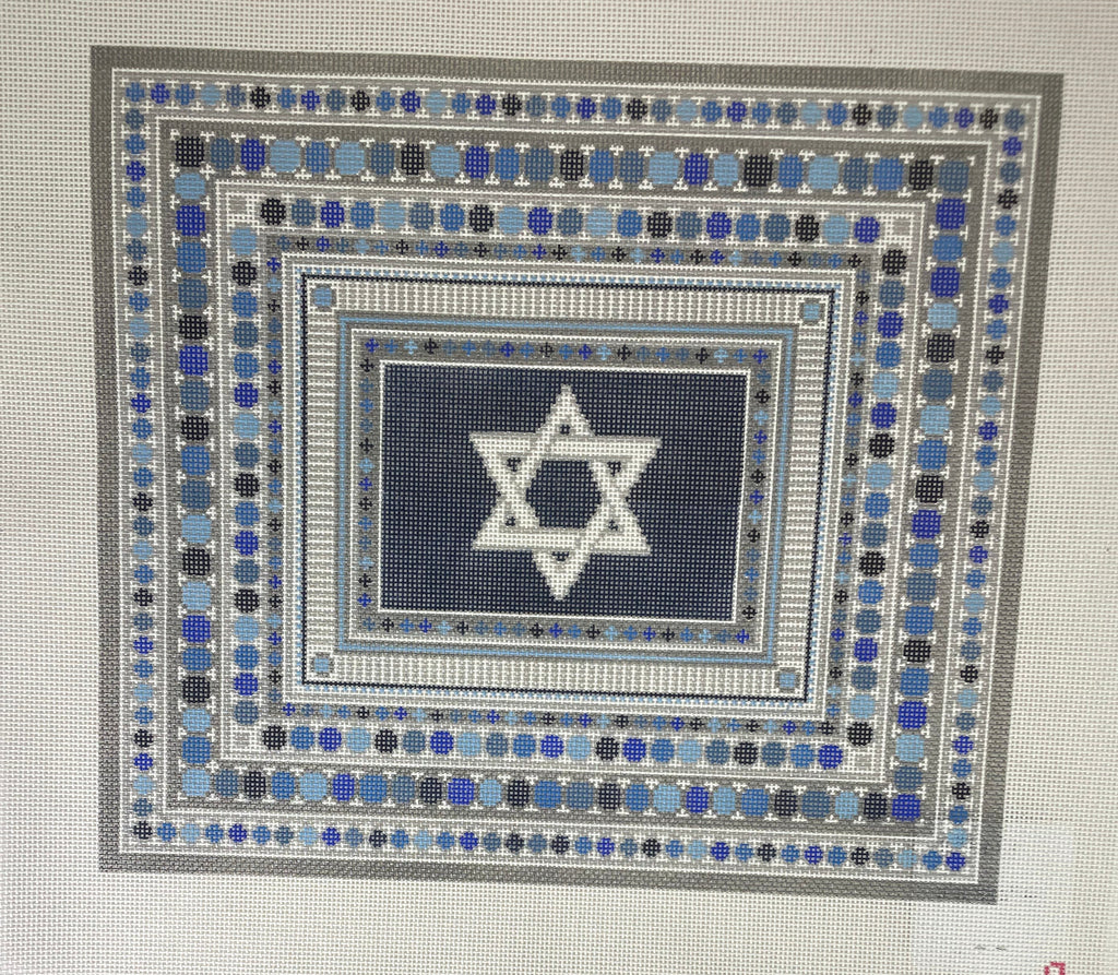 * Rachel Barri China Pattern XL with Star of David / Silver and Blues