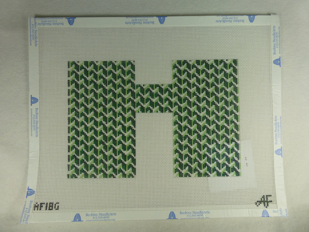 * Anne Fisher Needlepoint AF18G Pattern Clutch Front and Green