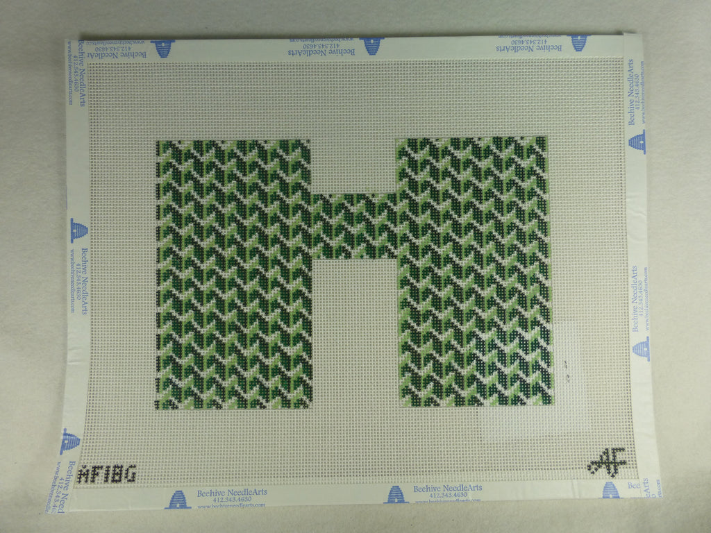* Anne Fisher Needlepoint AF18G Pattern Clutch Front and Green