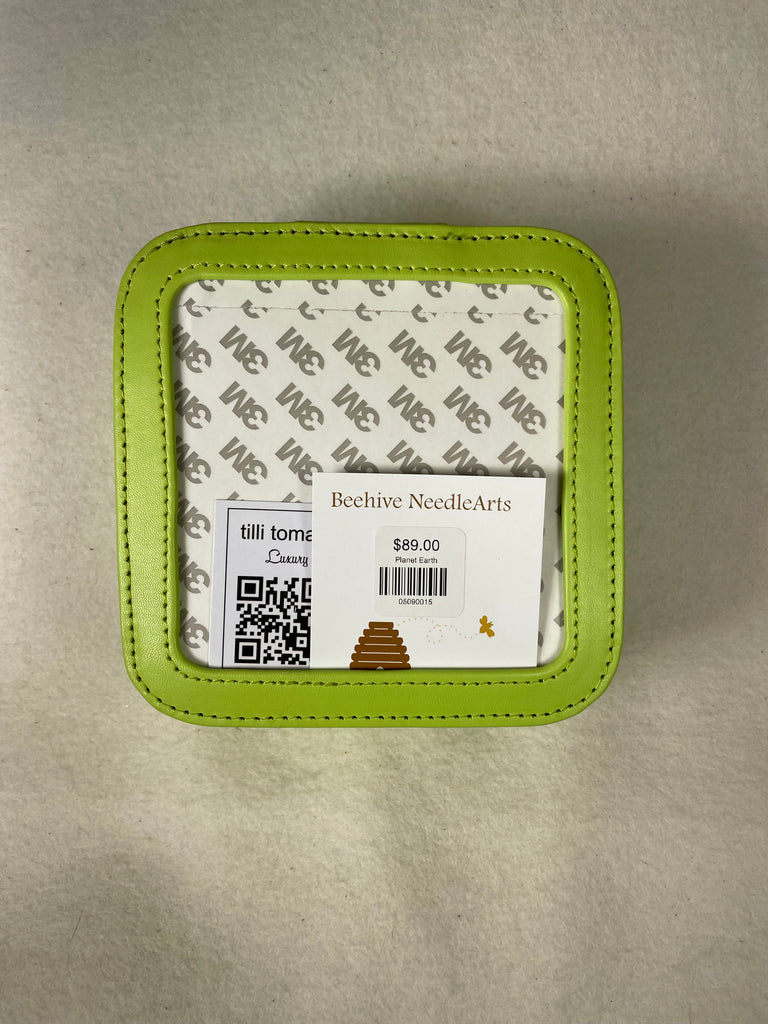 Planet Earth Leather Zip Box 5.5in/ 4in. insert- Light Lime