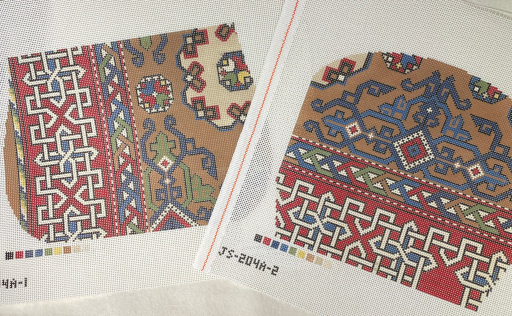 Jeni Sandberg Needlepoint JS204A (1 and 2) Holbein Purse and Flap- Red and Brown