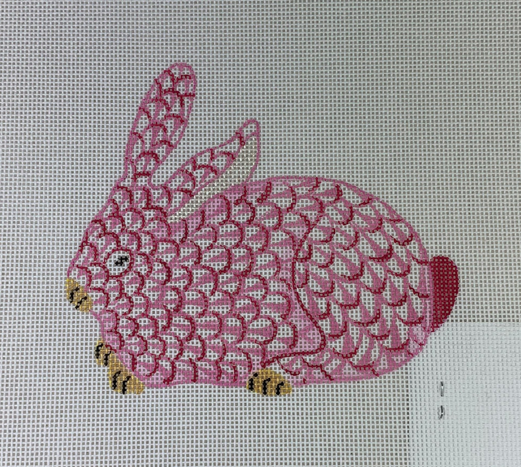 Kate Dickerson Needlepoint OM- 146 Crouching Bunny/ pink