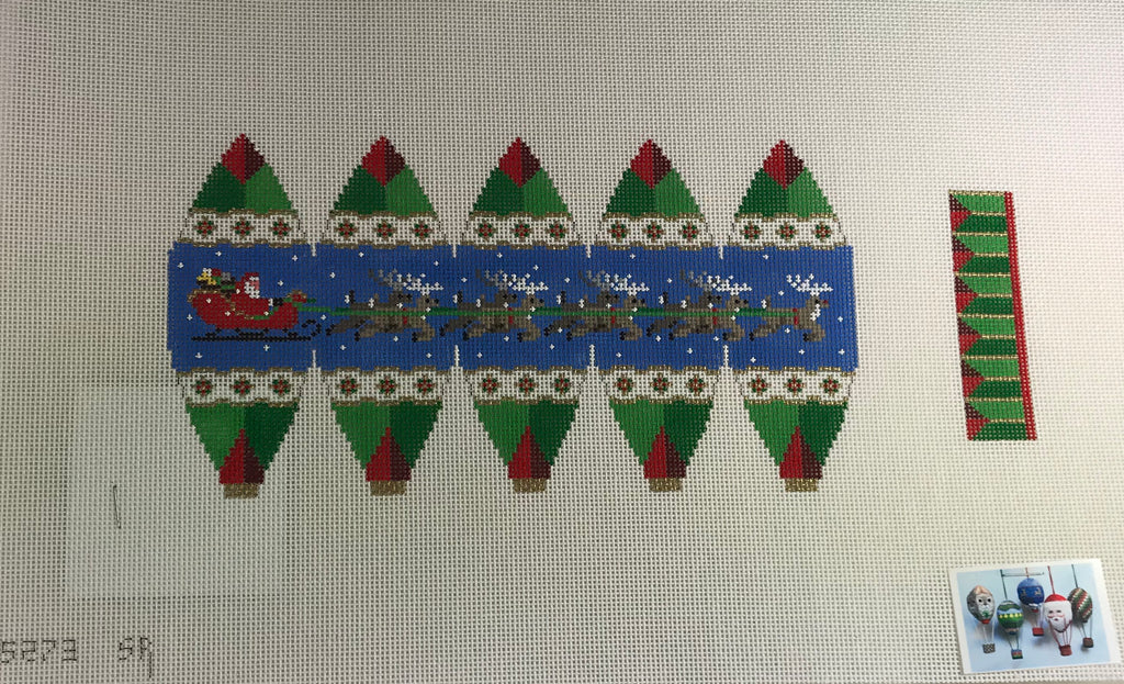 Susan Roberts Needlepoint Designs 5273 Santa & Reindeer Hot Air Balloon