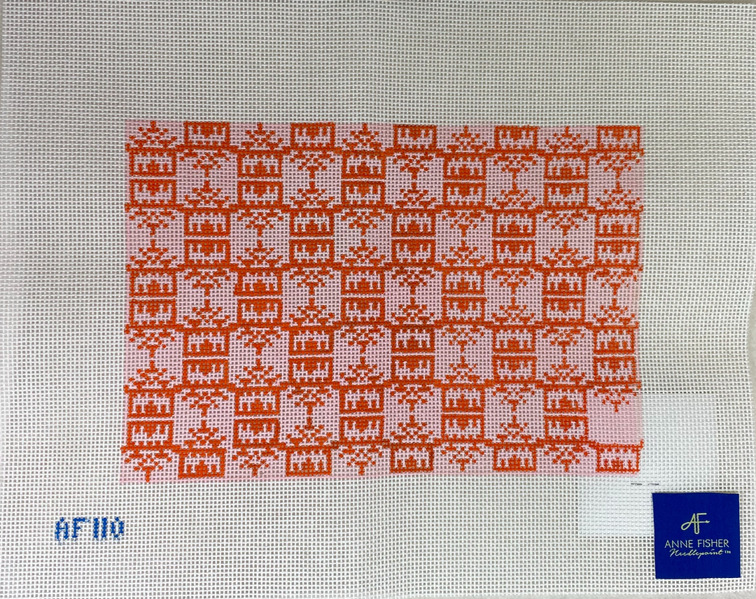 Anne Fisher Needlepoint AF110 Pink/Orange Pagoda Clutch