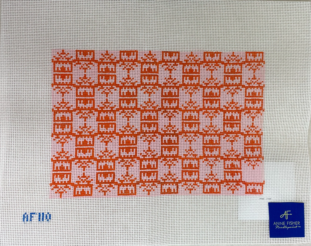 Anne Fisher Needlepoint AF110 Pink/Orange Pagoda Clutch